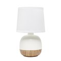 Simple Designs Petite Mid Century Table Lamp, Light Wood and White LT2078-LWW